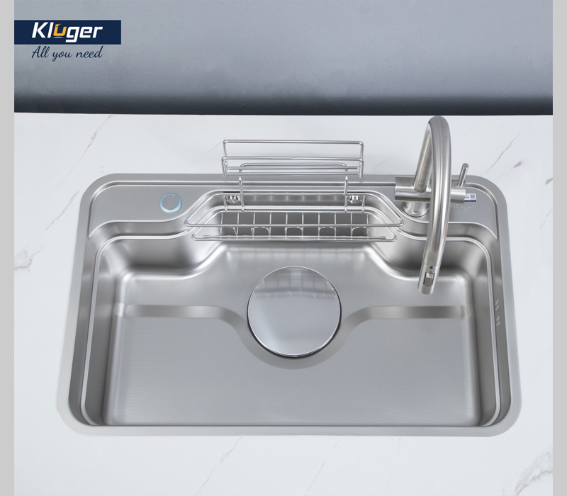 Bề mặt LINEN dập nổi chống trầy xước hiệu quả của chậu Kluger KF7848FS