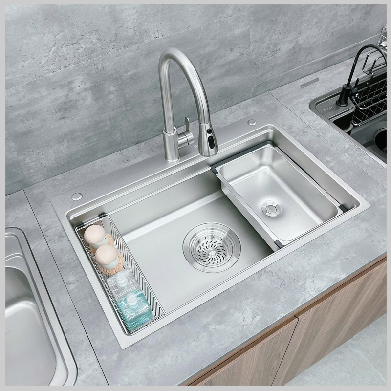 Bề mặt Linen chống xước chống bám bẩn của bồn rửa bát SENSUTO S7650TS