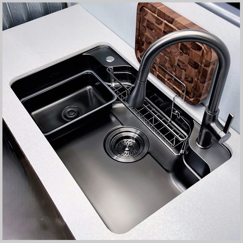 Bề mặt Nano Ceramic chống xước bền đẹp của chậu rửa bát Sensuto XLG8050D