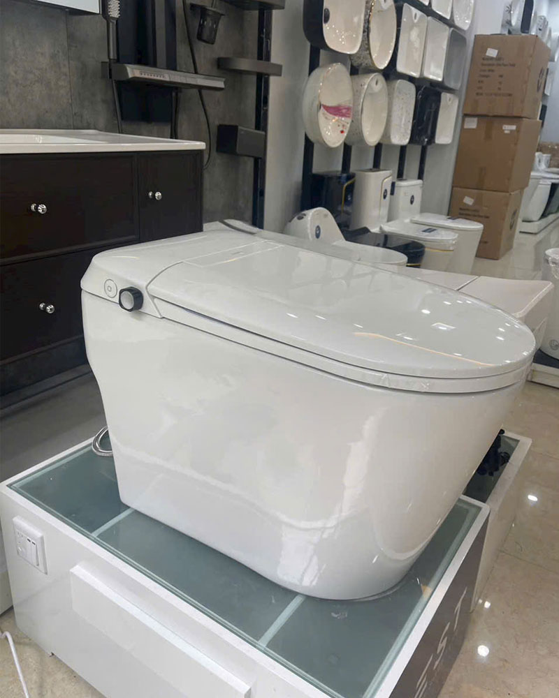 Bồn cầu bán thông minh nano trong combo phòng tắm VIP AV186