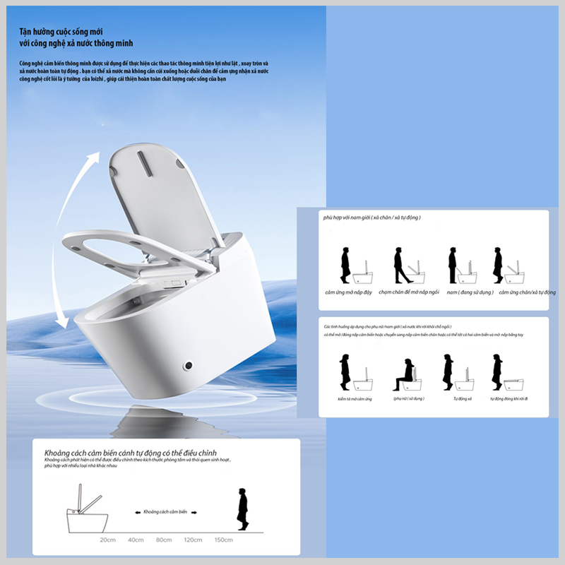 Nắp bồn cầu R-46 tự động đóng mở bằng cảm biến chân