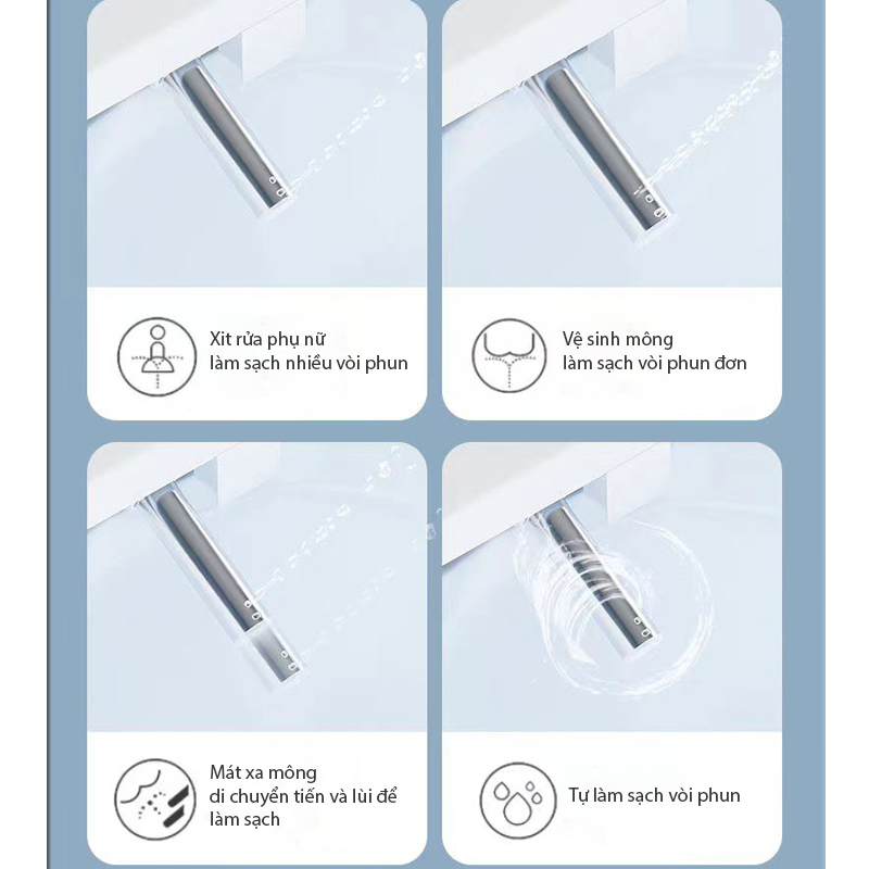 Bồn cầu R-205 xịt rửa đa chế độ, vệ sinh sạch sẽ