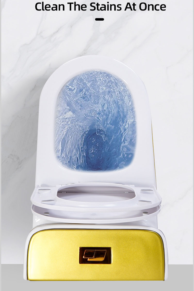 Hệ thống xả xoáy Siphonic 360 độ của bồn cầu R35-4 viền vàng