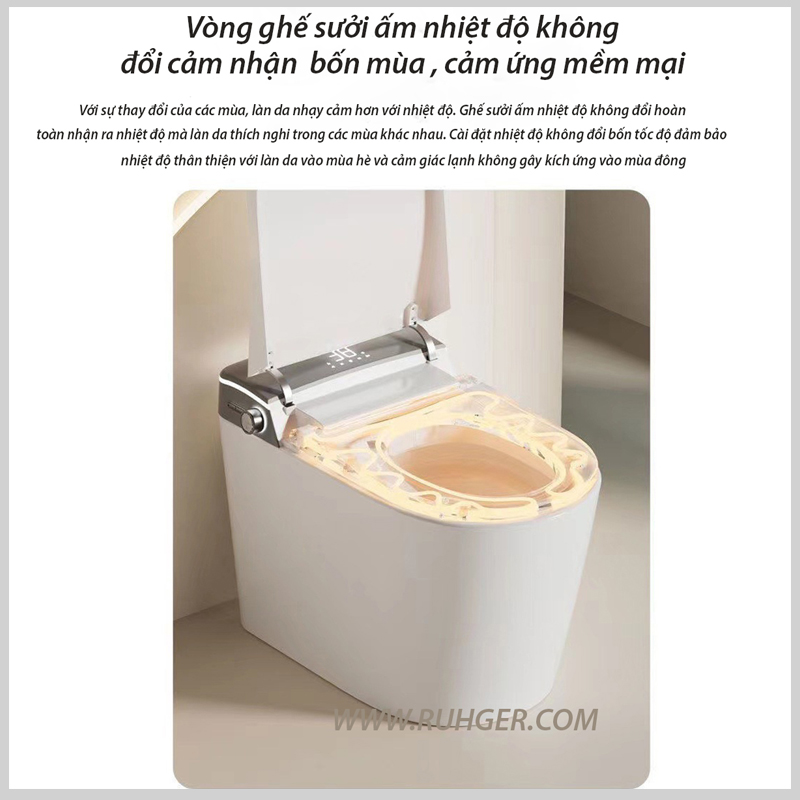 Chế độ làm ấm bệ ngồi trên bồn cầu thông minh R44
