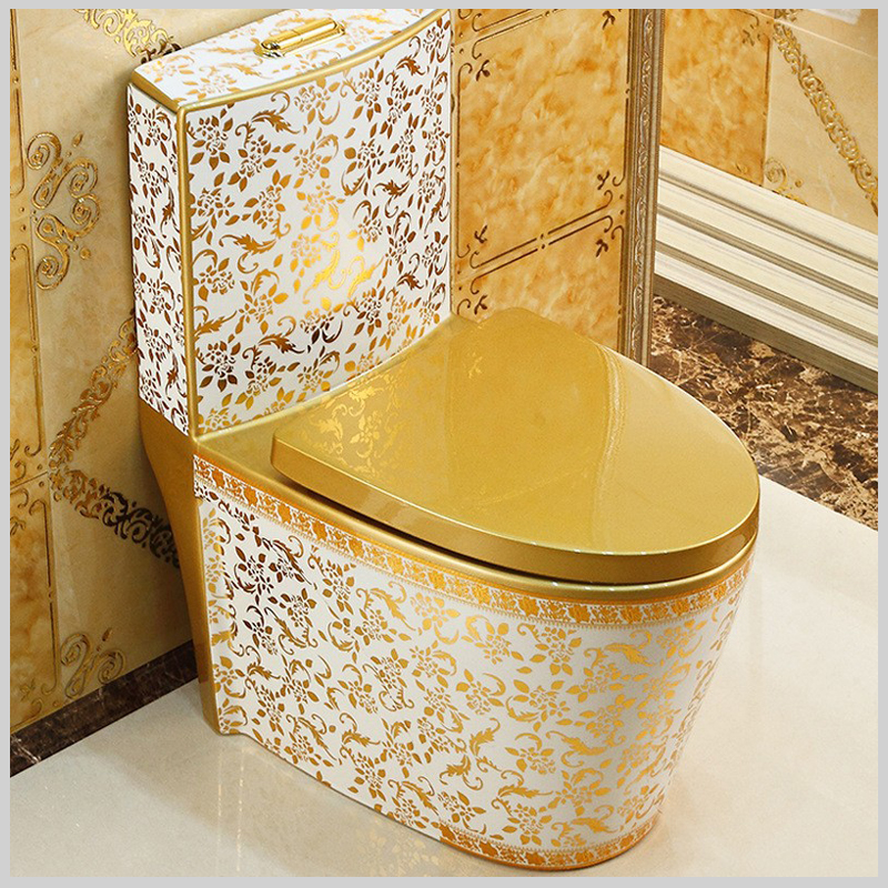 Bồn cầu 1 khối R8040 với lớp mạ vàng cao cấp, đẳng cấp hoàng gia