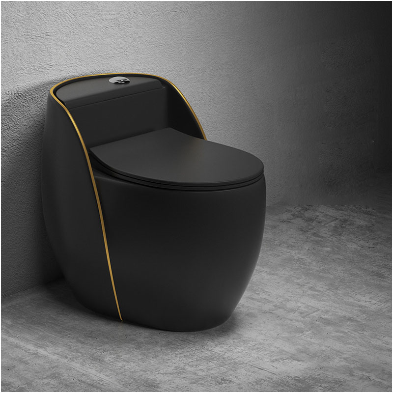 Bồn cầu trứng CR 6645-10 màu đen viền vàng men Nano chống bám