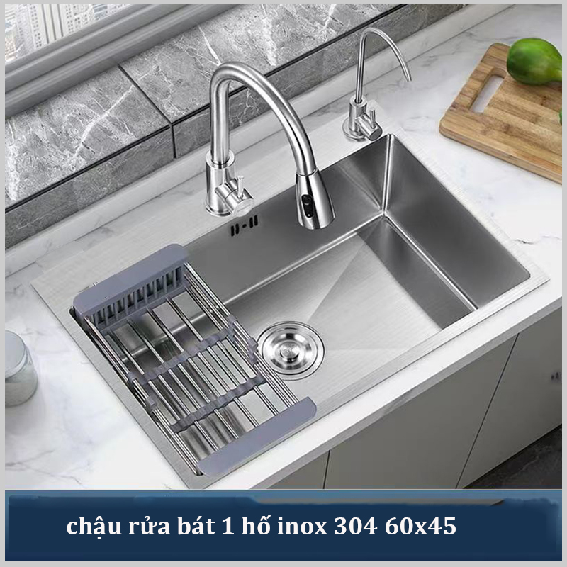 Bồn Rửa Bát 1 Hố DG6045 Inox 304 cao cấp, nhỏ gọn, dễ lắp đặt