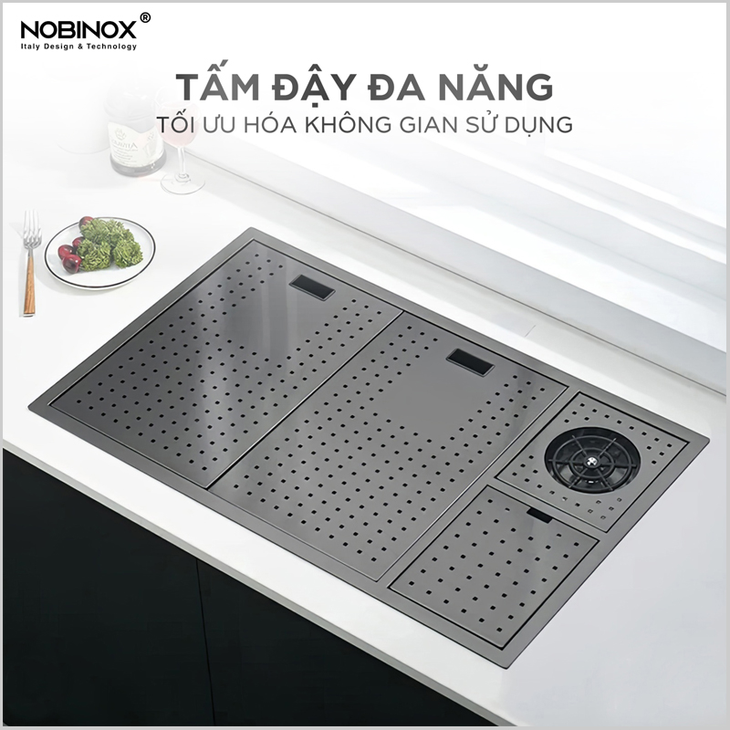 Bồn rửa bát NOBINOX NJ511B màu đen PVD 1 hố giật cấp cao cấp