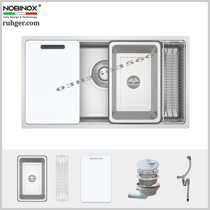 Bồn rửa bát NOBINOX ROSA NN974DT Inox 304 công nghệ Italy