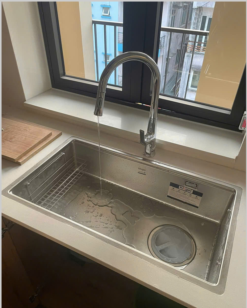 Hình ảnh lắp đặt thực tế chậu rửa bát Kluger KY8045FS – S80