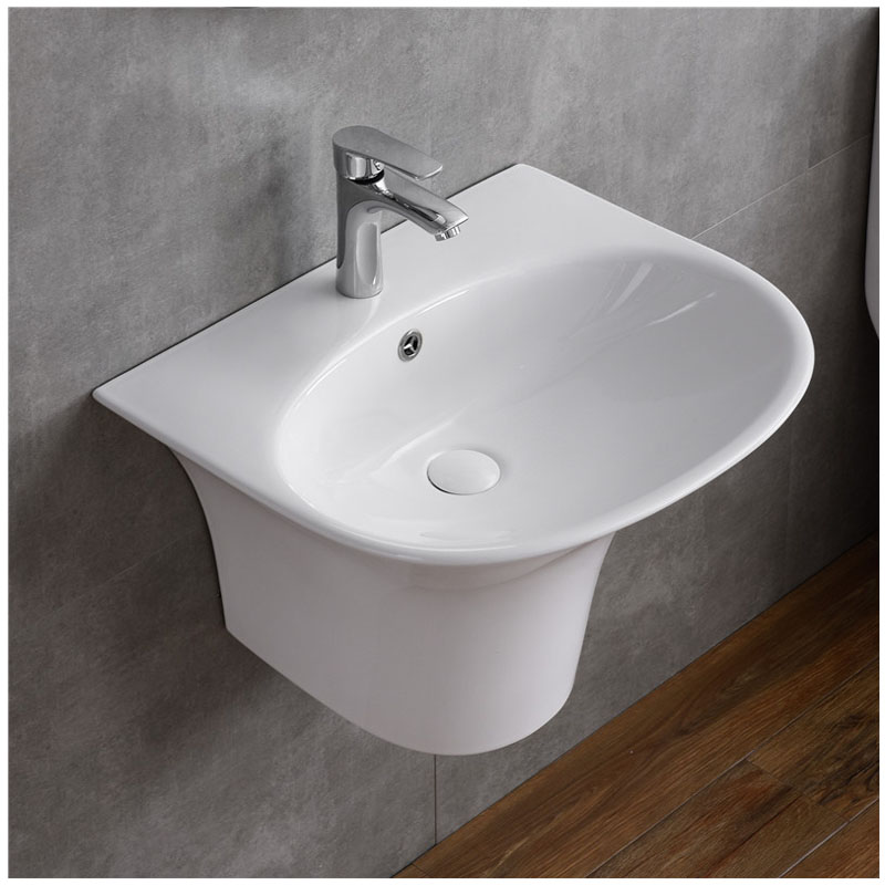 Chậu rửa mặt Lavabo treo tường liền chân giúp tối ưu không gian nhà tắm