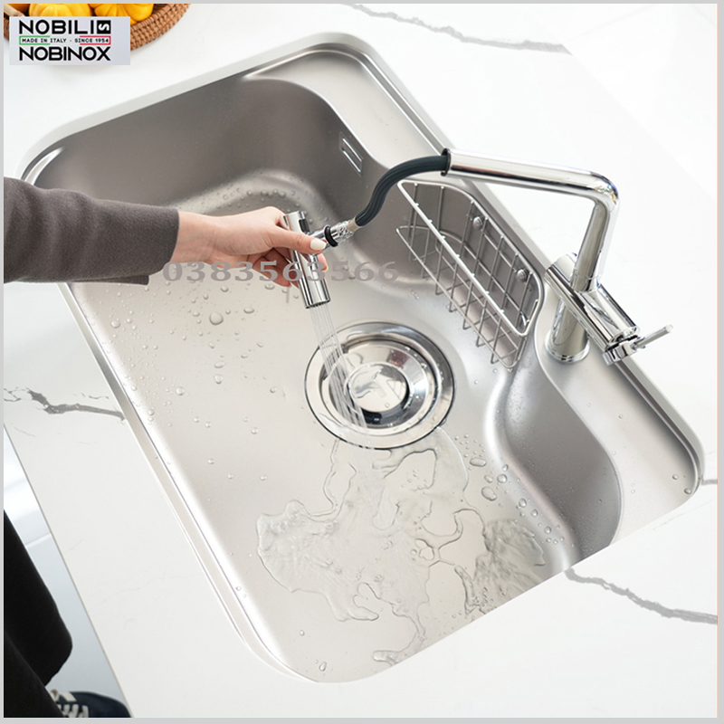 Bề mặt chậu NN975D vân siêu mịn chống xước, chống bám vân tay hiệu quả