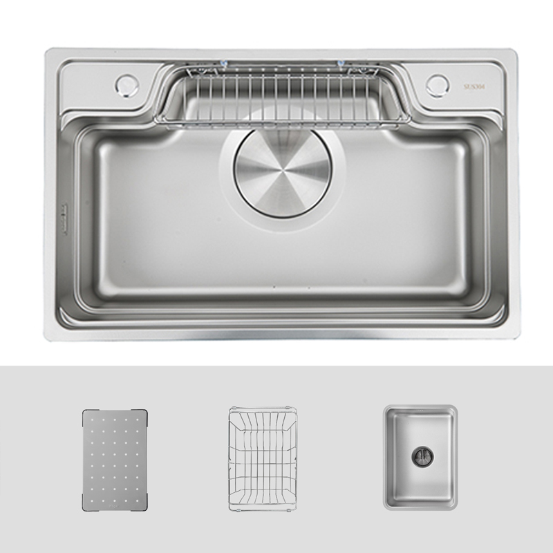 Chậu rửa bát 1 hố CR7848 inox 304 cao cấp, thiết kế hiện đại, chống xước, dễ vệ sinh