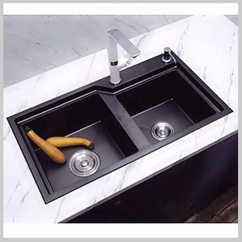 Chậu rửa bát CR8245 LGC Nano 2 hố – Inox 304 phủ nano đen kim cương