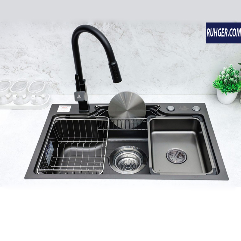 Chậu rửa bát CR 7546BL thiết kế hiện đại, chống ồn