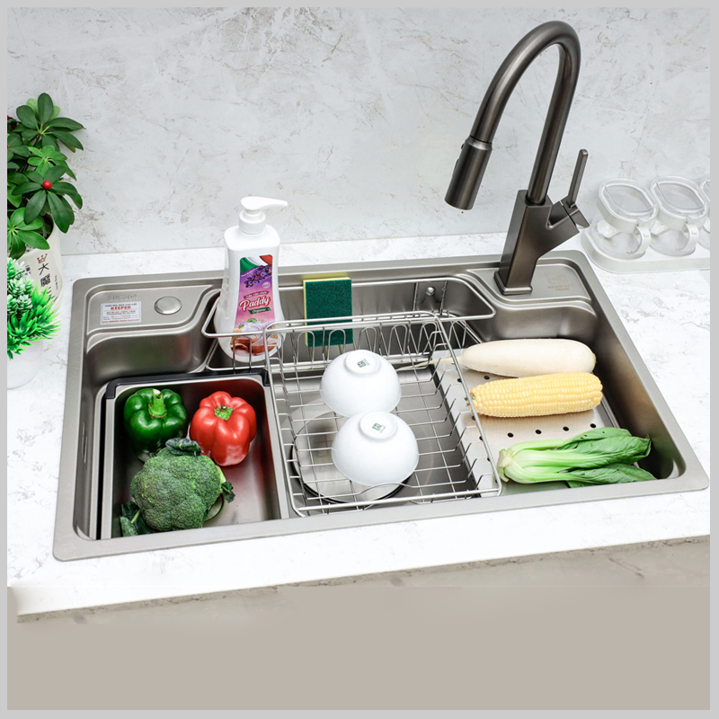 Hệ thống xả Siphon 2025 của chậu CR7848, chống mùi, tiết kiệm không gian tủ bếp