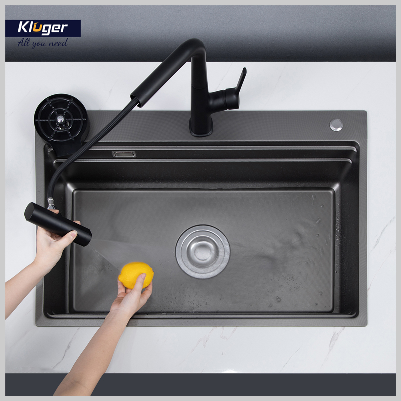 Chậu rửa bát Kluger KWF8161FB thiết kế hố sâu 22cm chống bắn nước