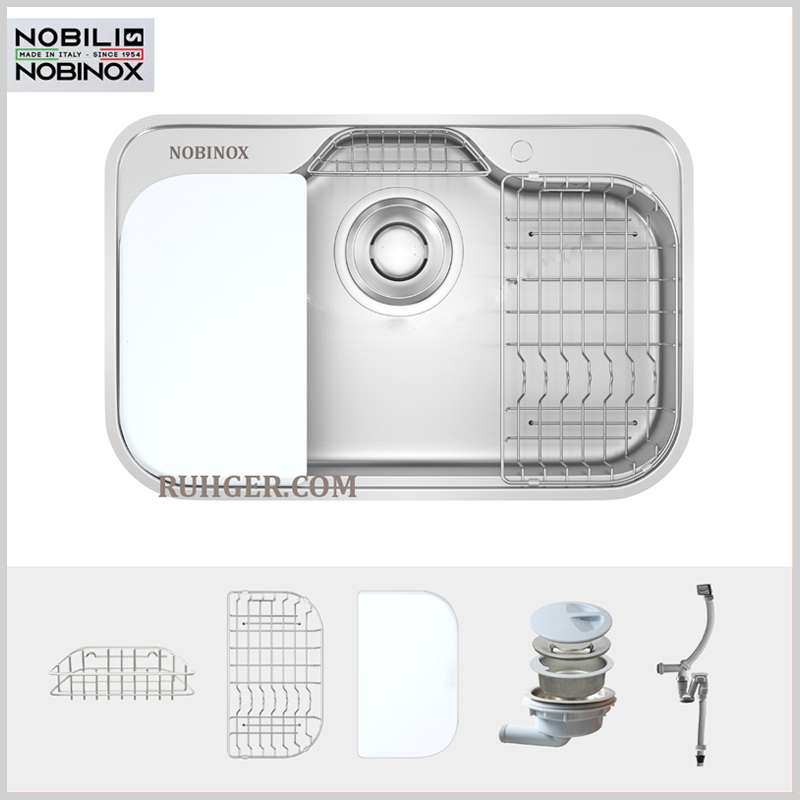 Chậu rửa bát NOBINOX NN975D Inox 304 1 hố cao cấp, sáng bóng bền đẹp