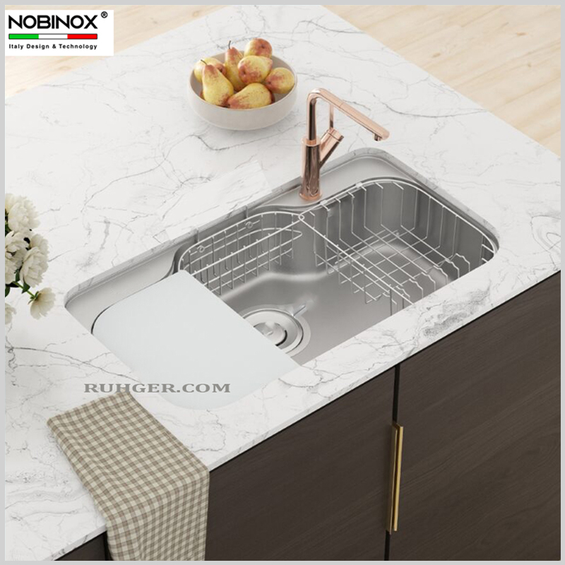 Chậu rửa bát NOBINOX NN995D 1 hố cao cấp Inox 304 dập hạt chống xước
