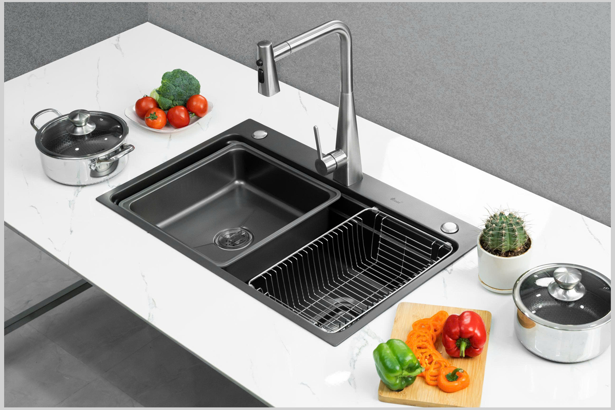 Chậu rửa bát TD CRB7548 – inox 304 nano đen cao cấp