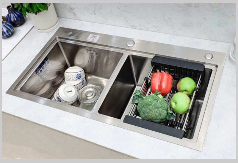 Chậu rửa inox 304 2 hố 8245CGC bền đẹp, chống gỉ sét, sáng bóng lâu dài