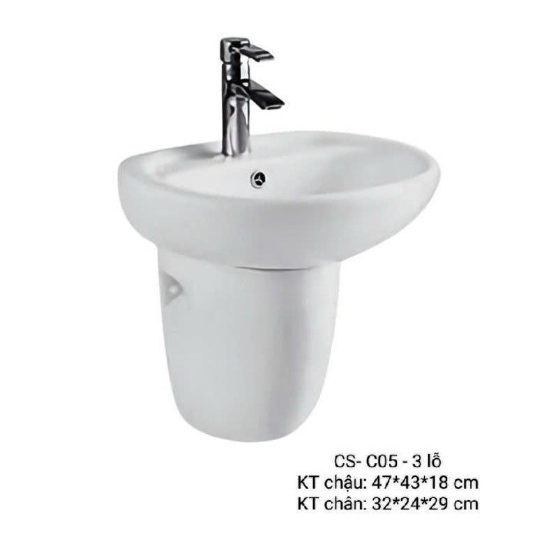 Chậu rửa mặt treo tường kèm chân rời – Gọn gàng, tiết kiệm không gian