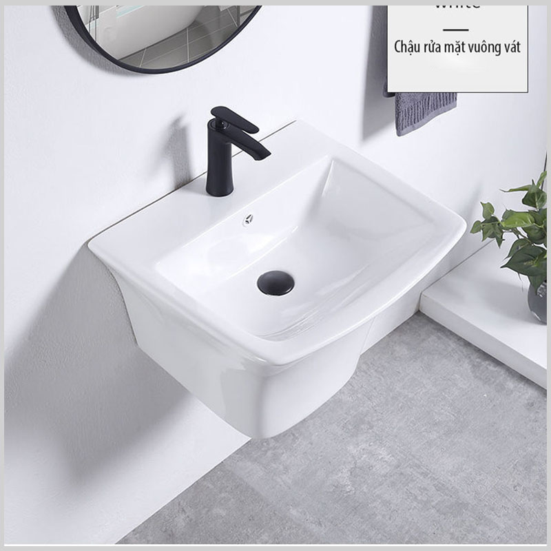 Chậu rửa mặt treo tường vuông TD02 tiết kiệm diện tích