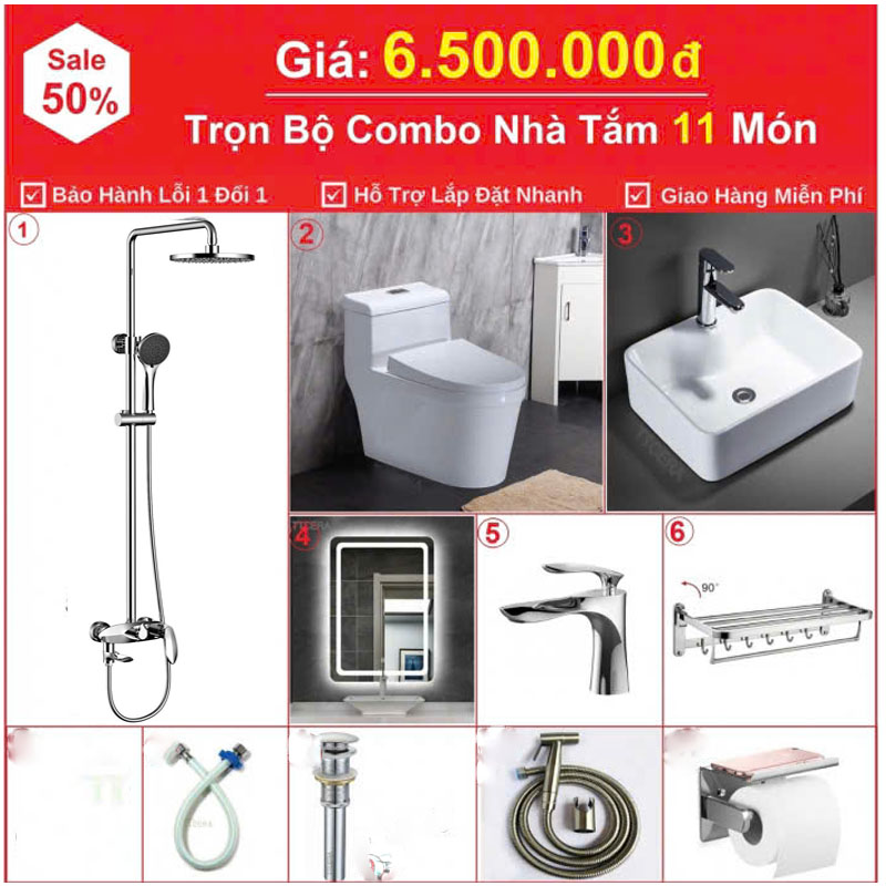 Combo nhà tắm 29 – trọn bộ thiết bị vệ sinh hiện đại, tiện nghi đầy đủ