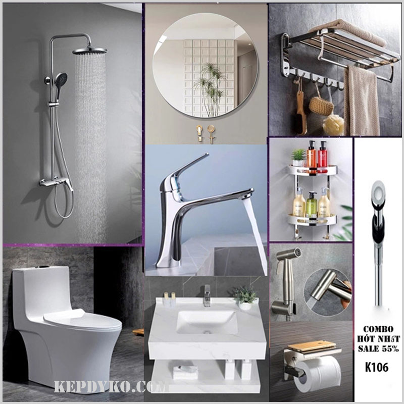 Combo Nhà Tắm K106 Trọn Bộ 8 Món