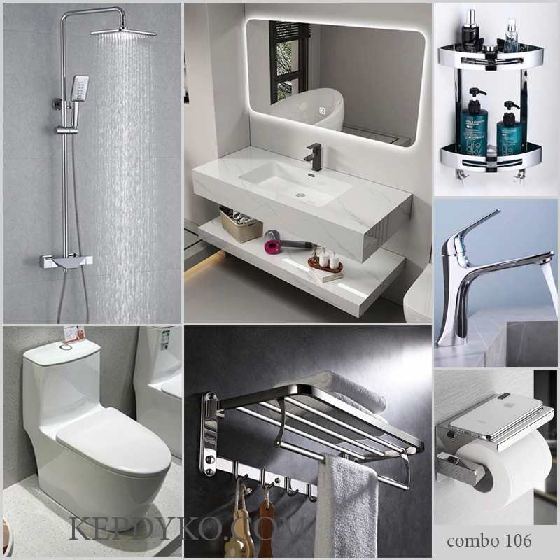 Trọn bộ Combo Nhà Tắm TD106 đầy đủ thiết bị vệ sinh cao cấp