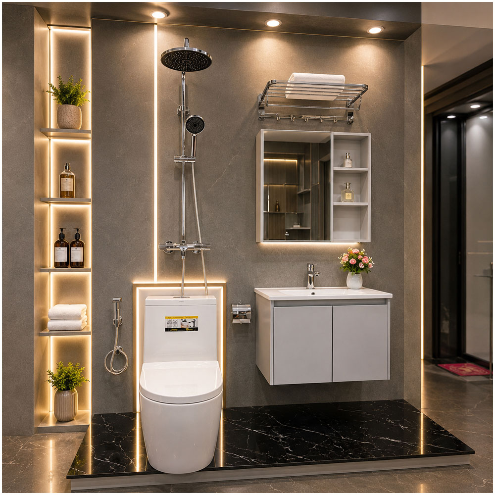 Combo phòng tắm combo nhà tắm CB005 cao cấp trọn bộ thiết bị vệ sinh 8 món