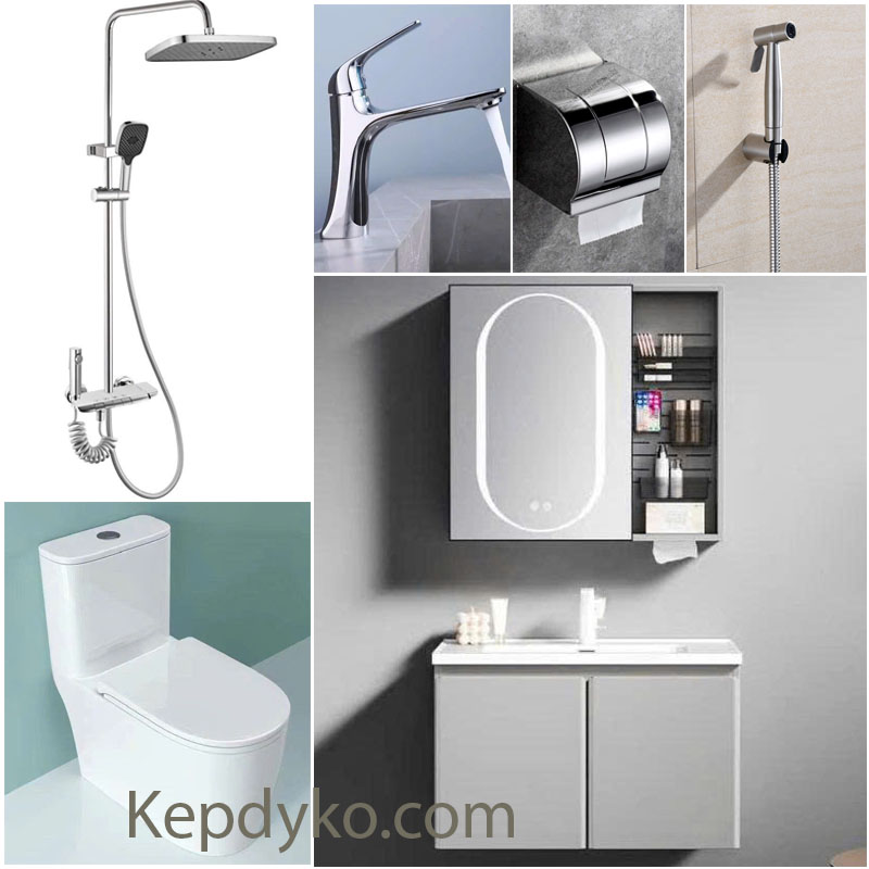 Combo thiết bị vệ sinh nhà tắm 6 món AV106 đồng bộ thiết kế hiện đại