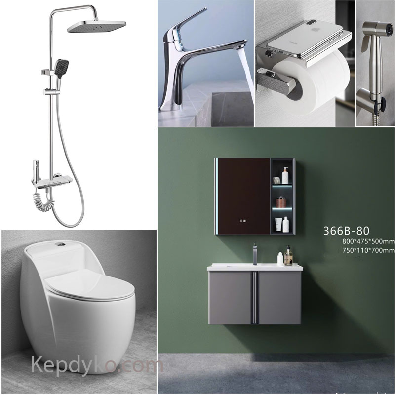 Combo thiết bị vệ sinh phòng tắm 6 món AV109 đồng bộ cao cấp