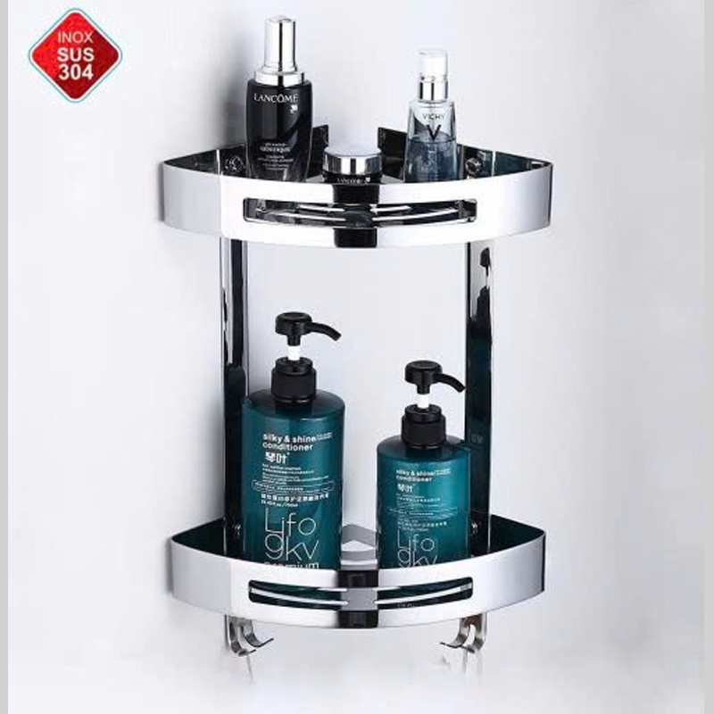 Kệ góc inox 304 giúp phòng tắm gọn gàng, tiết kiệm diện tích