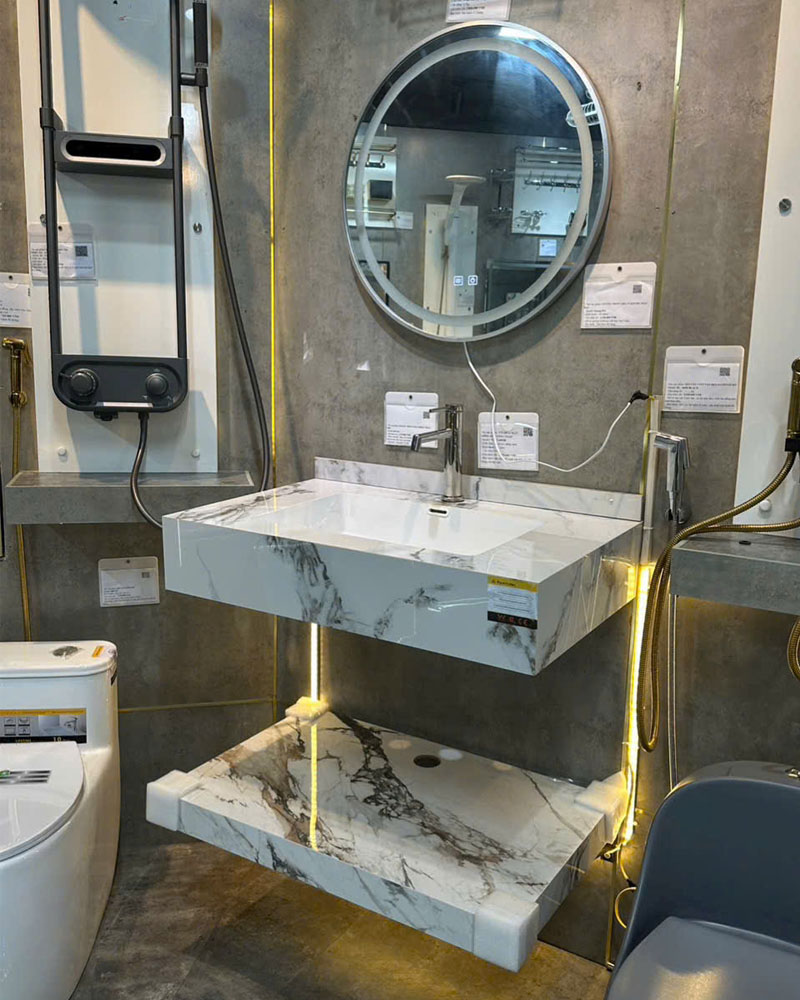 Kích thước tiêu chuẩn bàn đá lavabo 2 tầng 800x500mm