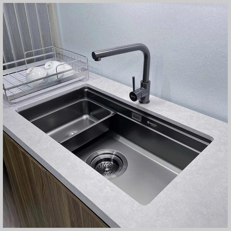 Hình ảnh lắp đặt âm bàn Chậu rửa bát 1 hố rộng SENSUTO S8645DSA