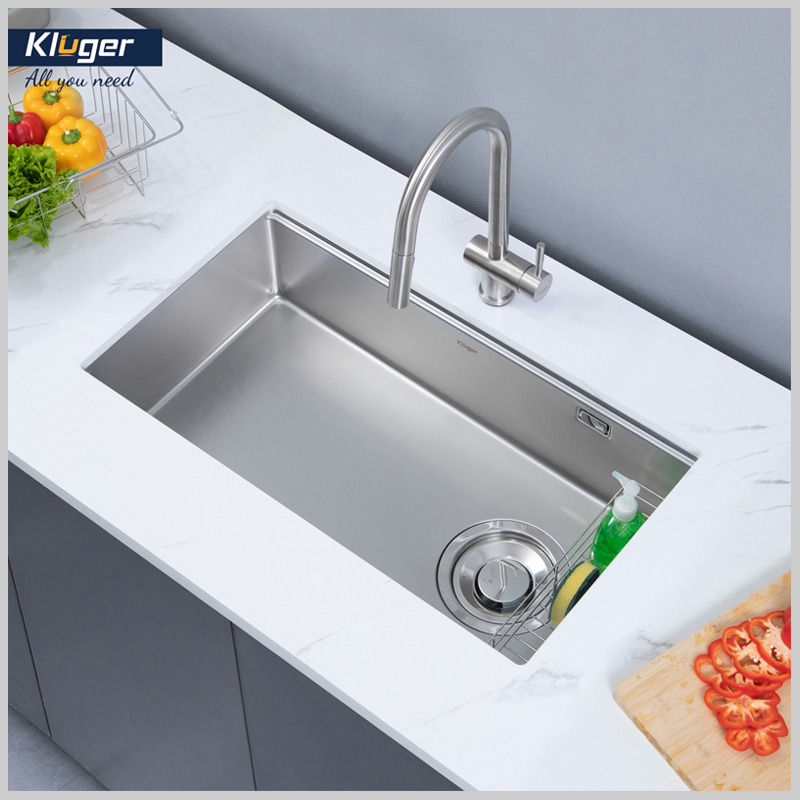 Lòng chậu sâu, bo góc R25 dễ vệ sinh, chống bắn nước – Kluger KY7545SL Basic