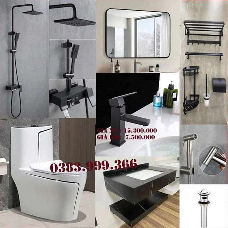 Combo phòng tắm 8 món giá tốt, thiết kế đồng bộ cao cấp