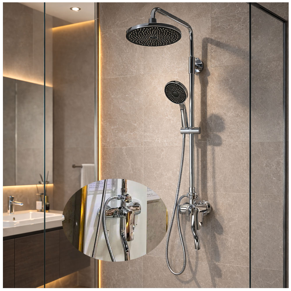 Sen cây tắm đứng nóng lạnh mạ Chrome sáng bóng trong bộ combo SKL30