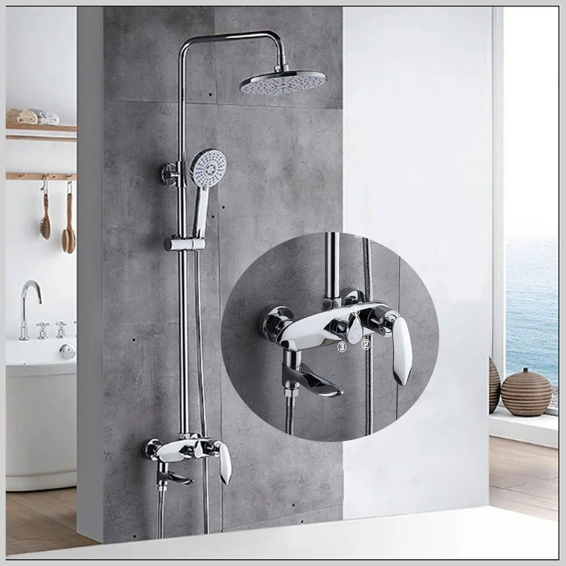 Sen tắm đứng nóng lạnh kiểu dáng lá sang trọng, chất liệu đồng mạ chrome