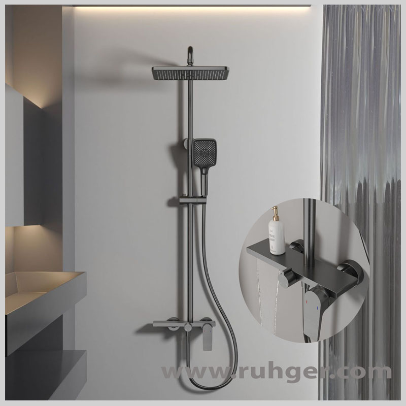 Sen tắm đứng CB97 mạ tĩnh điện màu xám, chất liệu đồng HPP 59-1