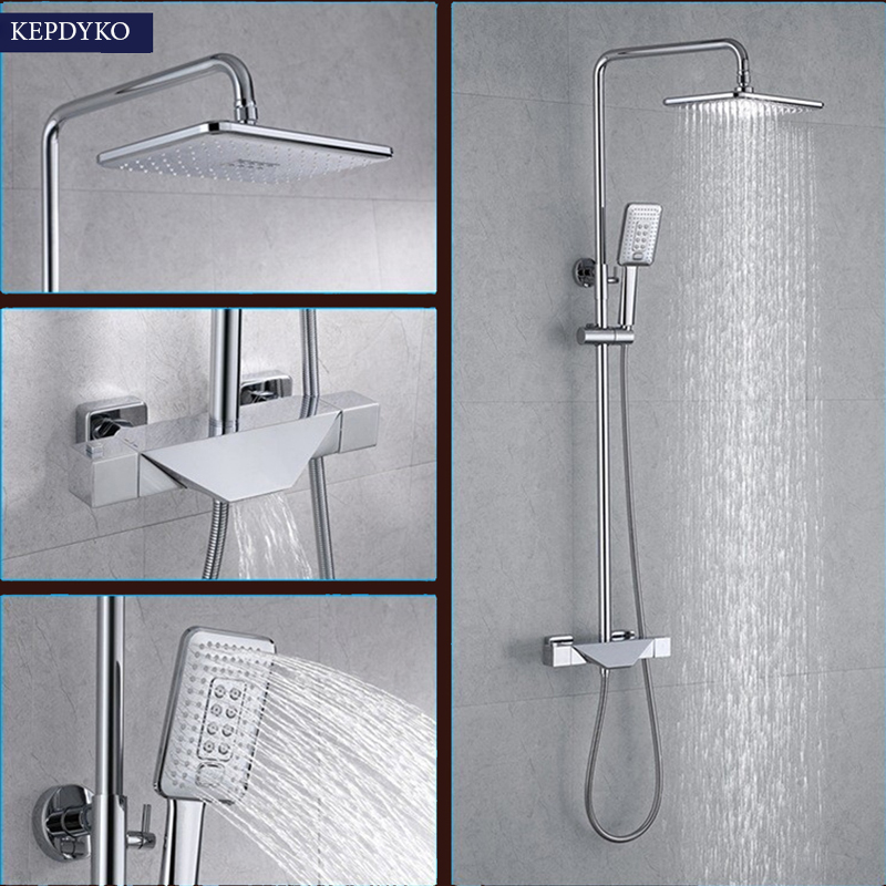 Sen tắm nhiệt độ TEADY1006 đồng mạ Crom, bát sen vuông sang trọng