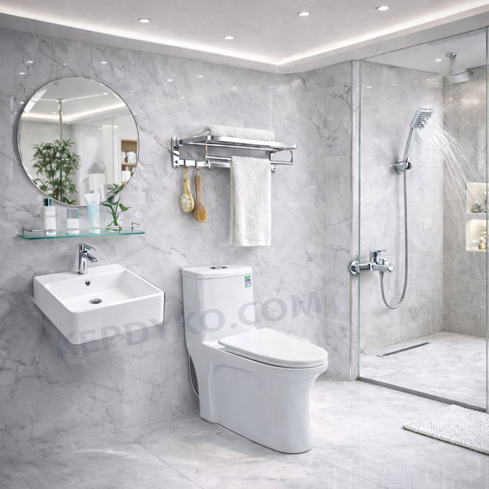 Trọn bộ combo thiết bị vệ sinh SKL501 đầy đủ 9 món tiện nghi giá rẻ cho nhà