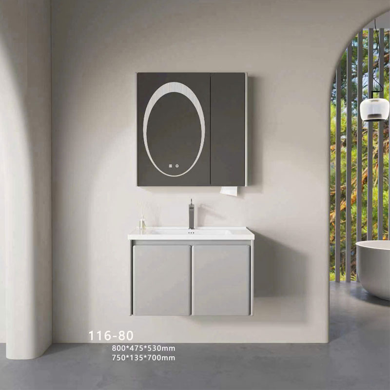 Tủ chậu lavabo inox chống ẩm kèm gương LED hiện đại KB101