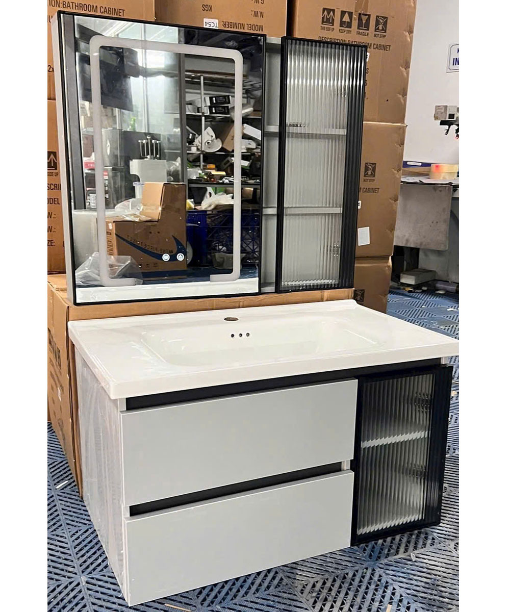 Bộ tủ chậu lavabo nhựa PVC nguyên sinh mã AB129 chống nước tuyệt đối.