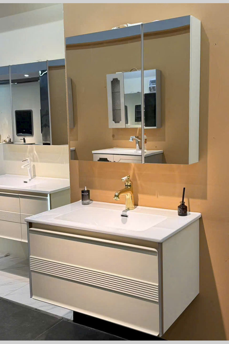 Tủ Chậu Plywood Kèm Gương LED – Chống Ẩm, Đẹp Hiện Đại