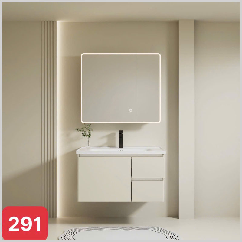 Tủ chậu rửa mặt inox kèm gương LED cảm ứng sang trọng