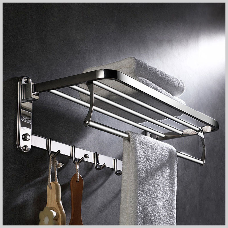 Vắt khăn inox 304 CB13V đa năng, có móc treo và giá khăn tiện dụng