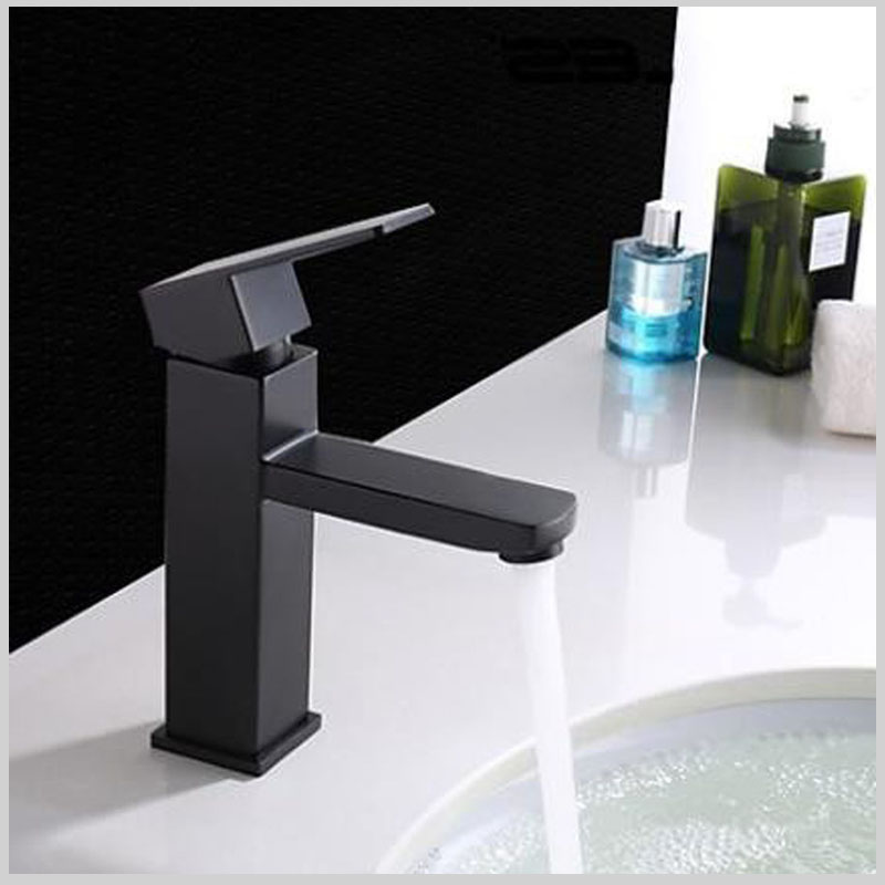 Vòi lavabo rửa mặt inox 304 tĩnh điện đen – Combo CB03