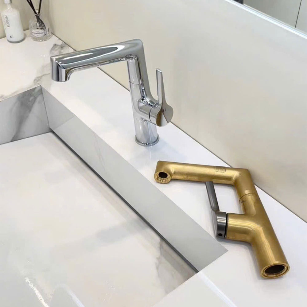 Vòi chậu Lavabo nóng lạnh bằng đồng thau nguyên khối mạ Crom 4 lớp